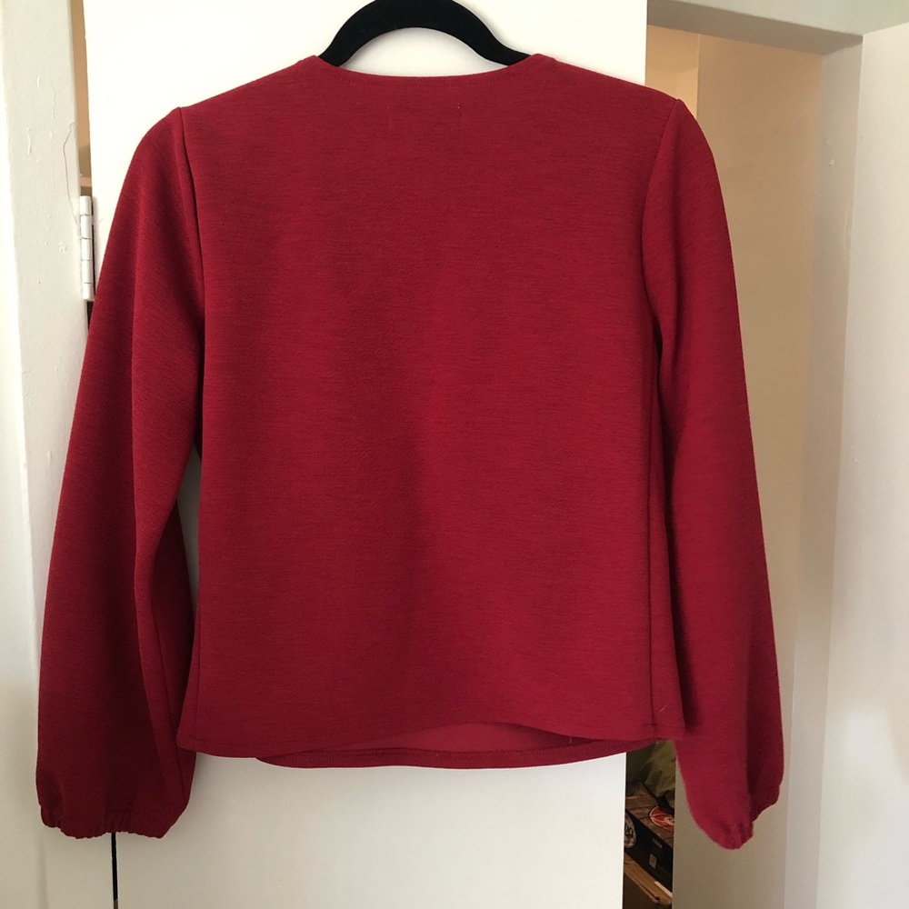 Texture & Thread Crepe Wrap Top - Picture 3 of 3